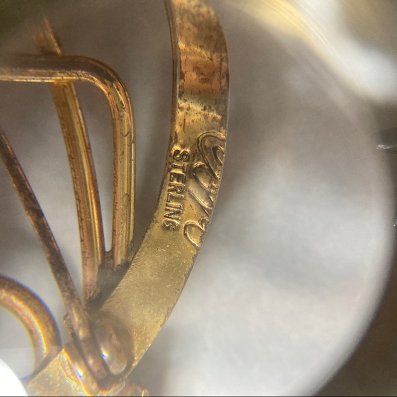 Vintage Coro Sterling Vermeil Wheat Brooch with Citrine Glass - Picture 3 of 13